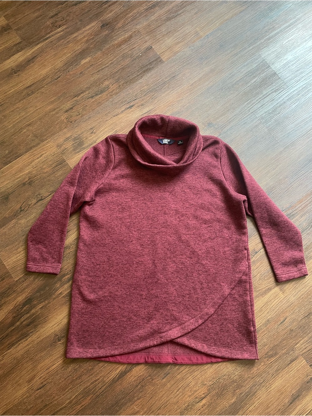 Lands’ End Women’s 1X 16W-18W Maroon Cowl Mock Neck Pullover Tunic Sweatshirt